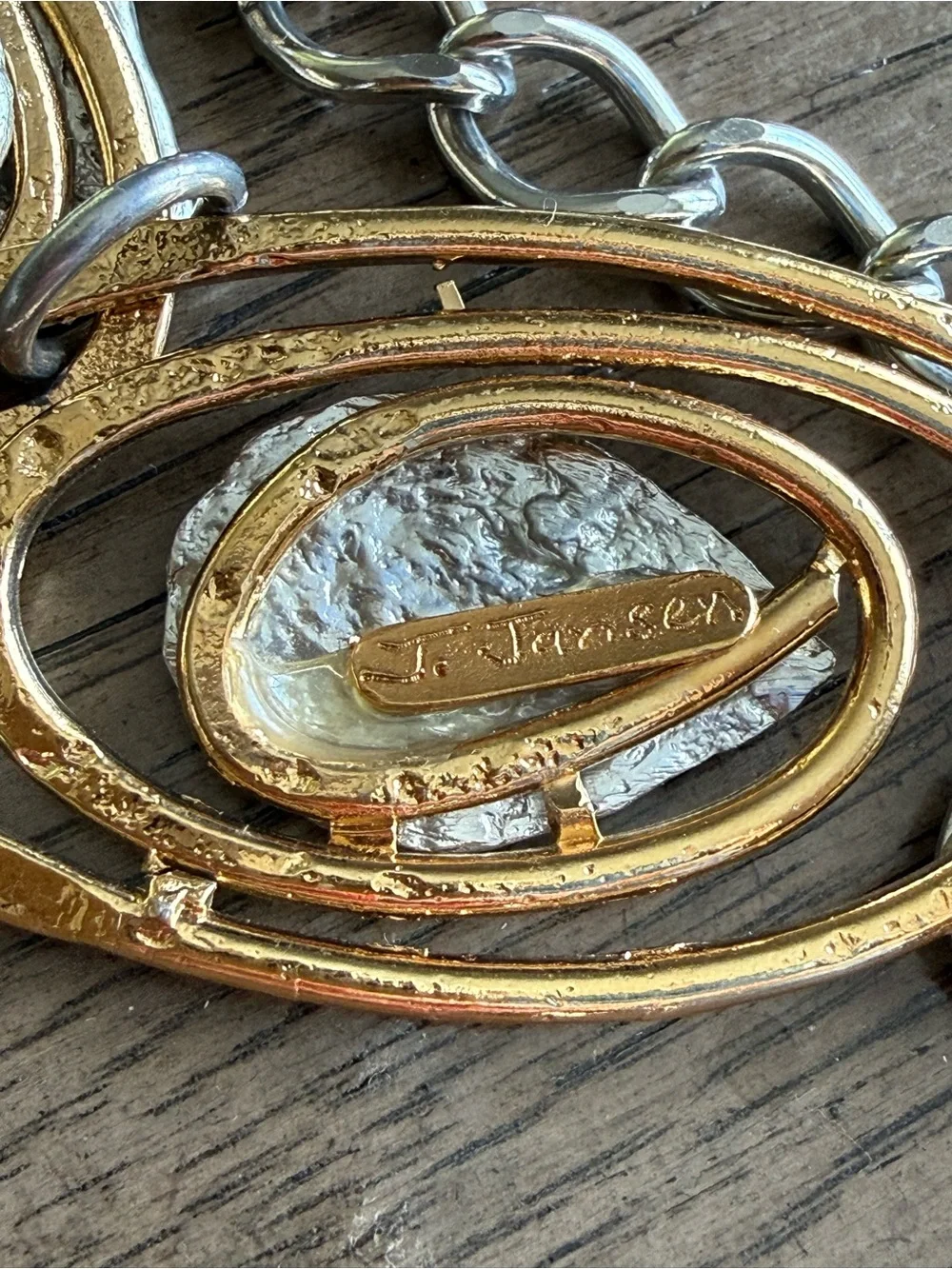 Designer J Jansen Artisan Signed Brutalist Gold Plated Chain Belt OOAK